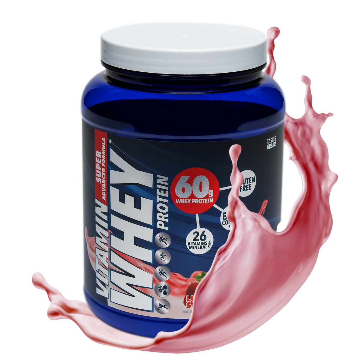 Luscious Strawberry, Vitamin Whey Protein Powder